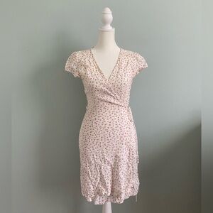 Brandy Melville White and Pink Floral Midi Dress